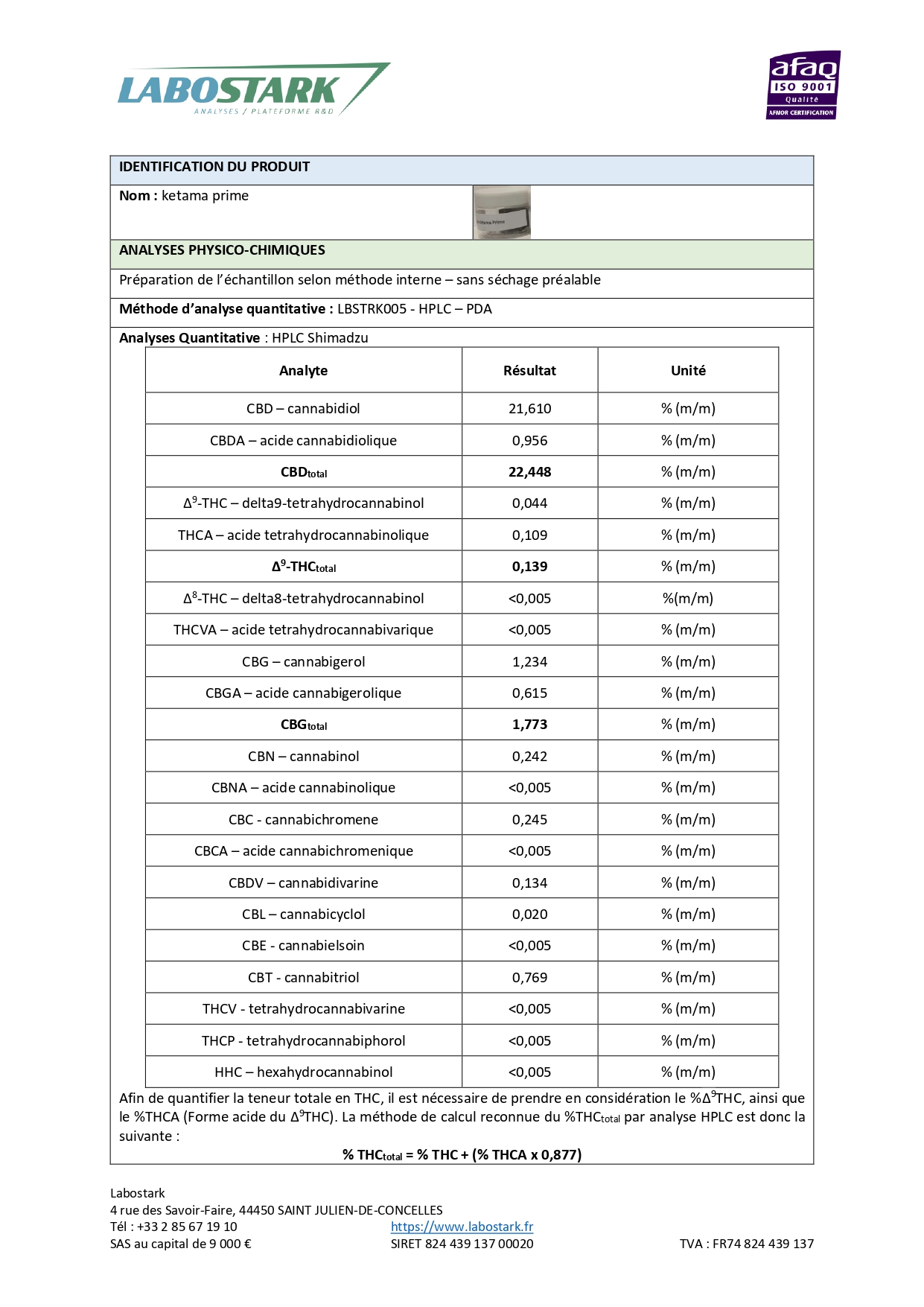 RAPPORT ANALYSE KETAMA PRIME-2